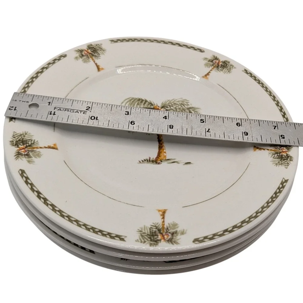 Gibson Dessert Salad Plate‎ Palm Tree Bahama Bay Tropical Vintage Set of Four